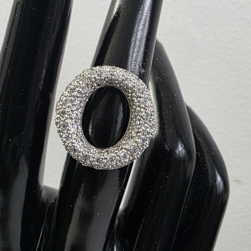 Watch Video / Sterling Silver 925 Pave Setting Open Circle Ring